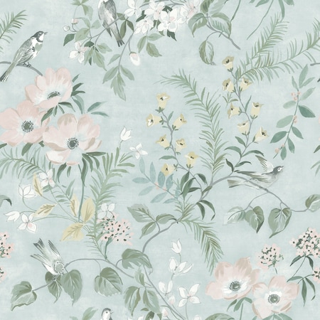 Glasgow Frederique Mint Floral 33 Ft L X 205 In W Wallpaper